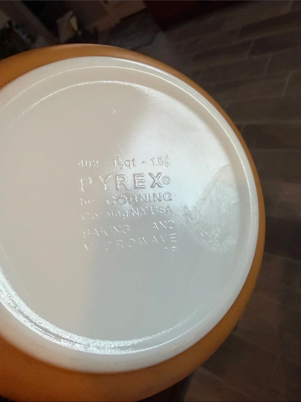 Vintage Pyrex Brown and Yellow Mixing Bowl